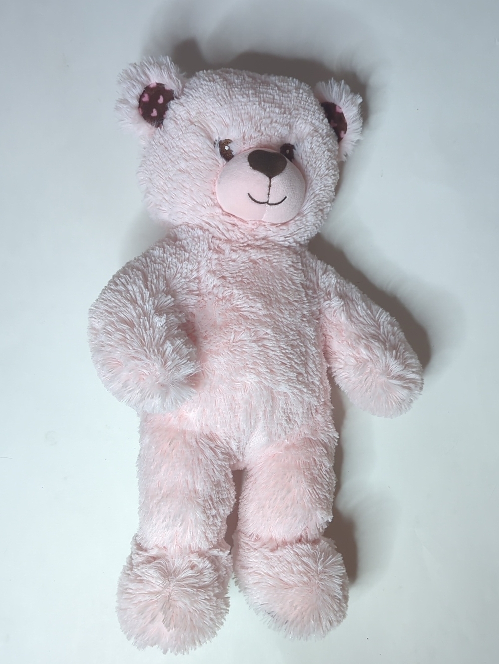Build A Bear Cuddles Pink Teddy Bear 2013 Brown Hearts Print On Ears And Feet